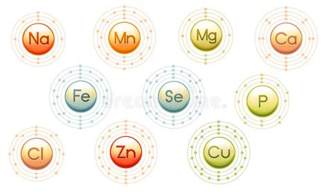 Set of Metals Capsule with Molecular Structure Vector Illustration ...