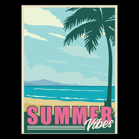 Premium Vector Summer Vibes Retro Poster