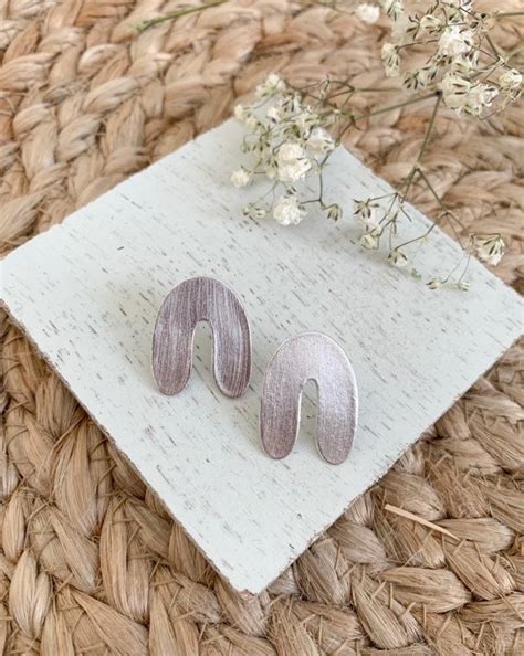 Matte Silver Arch Studs Round Arch Metal Clay Statement Studs