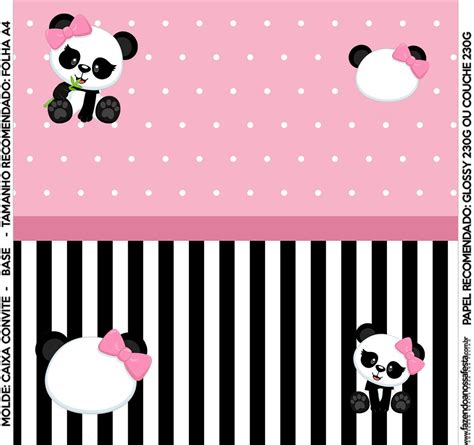 Convite Caixa Fundo Panda Rosa Fazendo A Nossa Festa Festa De Panda