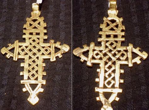 Ethiopian Brass Coptic Christian Cross Both Sides S Gem