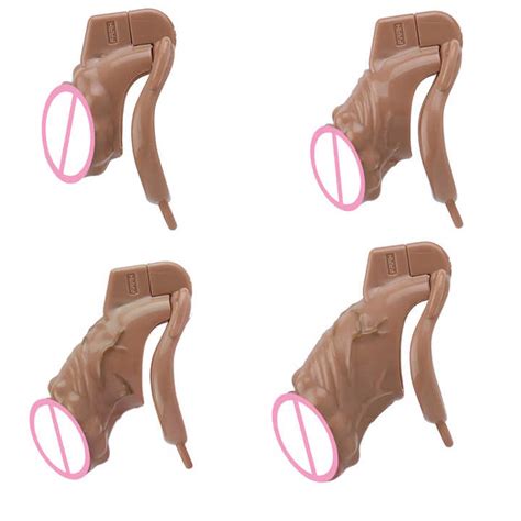 Skin Realistic Dildo Chastity Cage ABS Resin 4 Size Penis Ring Chastity Belt Feminized Worship