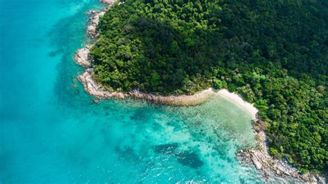 Aerial View of Fishing Village in Perhentian Kecil Malaysia 库存图片 图片