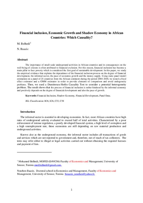 Pdf Financial Inclusion Economic Growth And Shadow Economy In