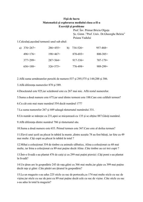 F R Leg Tur Dec T Convertibil Fise De Lucru Matematica Clasa A A