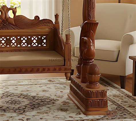 hand carved teak wood swing peacock design indian jhoola etsy