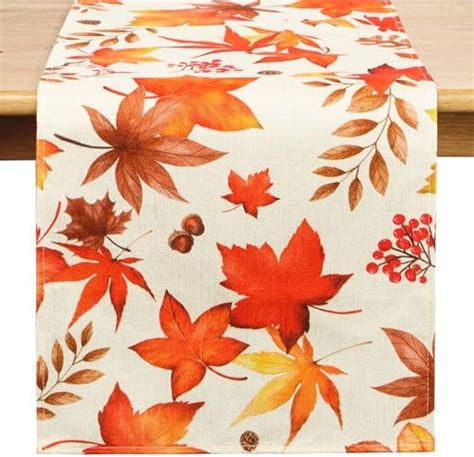 Amazon Fall Maple Leaves Table Runner X Inches Linen Seasonal