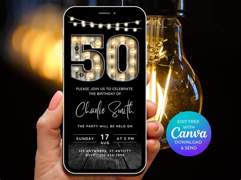 50th Birthday Party Invitation For Men Invite For Adults Etsy Australia