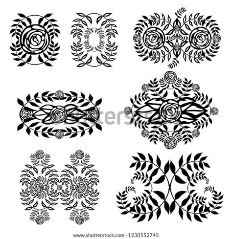 Elements Flowers Vector Black White Flowers Stock Vector Royalty Free