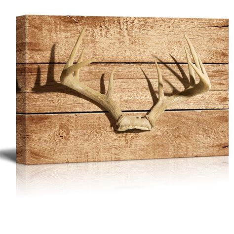 Wall26 Rustic Canvas Wall Art Deer Antler Giclee Print Modern