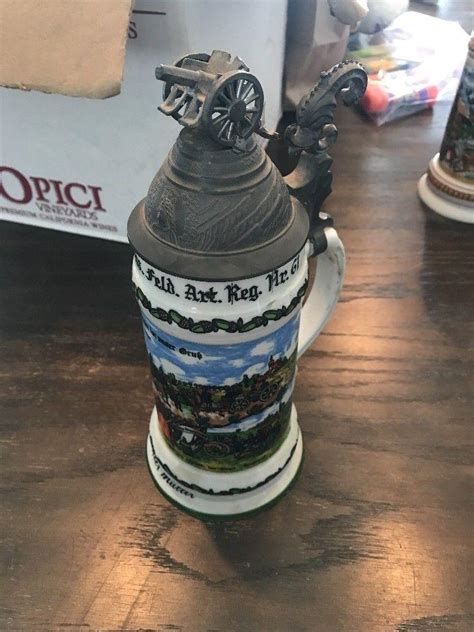 Vintage German Military Regimental Beer Stein Lidded With Lithopane