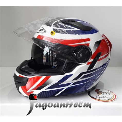 Jual ZEUS Helm ZS 813 AN1 WHITE AN1 BLUE ZS813 ZS 813 Dual VISOR