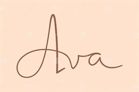 Female Name Ava Handwritten Lettering Calligraphy Girl Name Stock