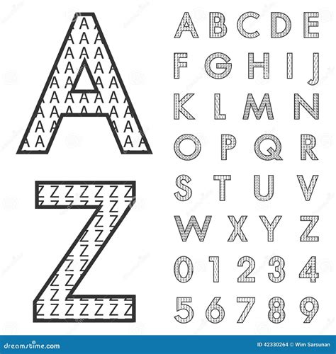 Alphabetic Fonts And Numbers Stock Vector Illustration Of Mathematics