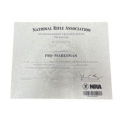 Nra Pro Marksman Qualification Certificate