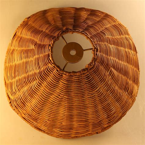 Vintage Rattan Woven Lamp Shade Unique Bellflower Design Boho Lamp