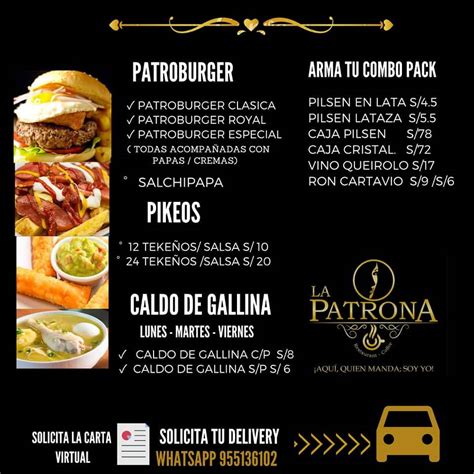 Menu at LA PATRONA RESTAURANT San Martín de Porres