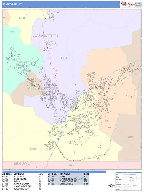 St George Utah Wall Map Color Cast Style By Marketmaps