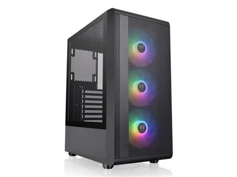 Thermaltake S200 Tg Black Atx Mid Tower Argb Tempered Glass Computer Chassis With Mesh Front