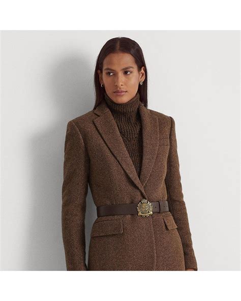 Ralph Lauren Ralph Lauren Herringbone Tweed Blazer In Brown Lyst