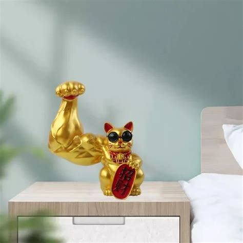 Chinese Lucky Cat Waving Arm Good Luck Feng Shui Home Door Interior