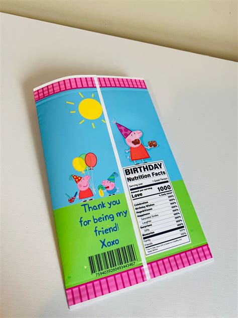 Custom Chip Bags Peppa Pig Theme Personalized Party Favour Etsy