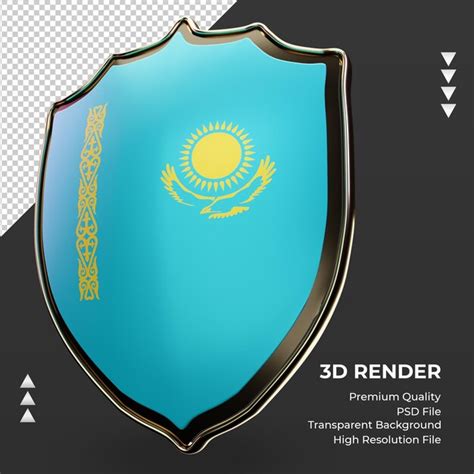 Premium PSD 3d Shield Kazakhstan Flag Rendering Right View