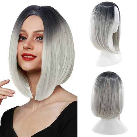 Human Hair Wig Gradient Short Straight Hair Highlight Female Wig Wig