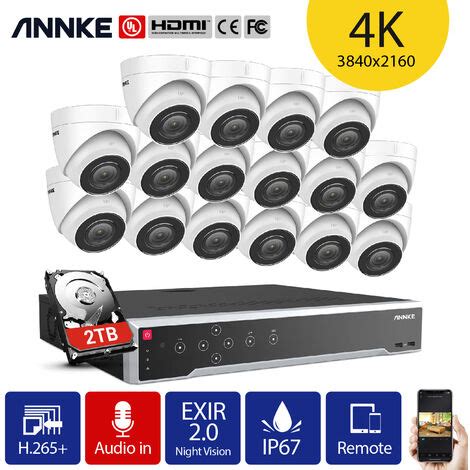 ANNKE 4K Kit de Vidéosurveillance Filaire 32CH NVR 168MP Caméras