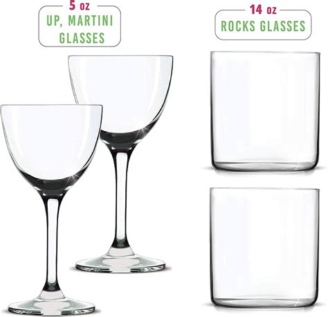 Cocktail Glasses Mixed Set Of Drinking Glasses Includes 2 Thin Line