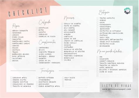 Lista De Viaje Checklist Pdf Para Descargar E Imprimir Aviones En Papel