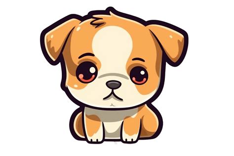 Linda Dibujos Animados Kawaii Perro Pegatina Clipart Ai Generado