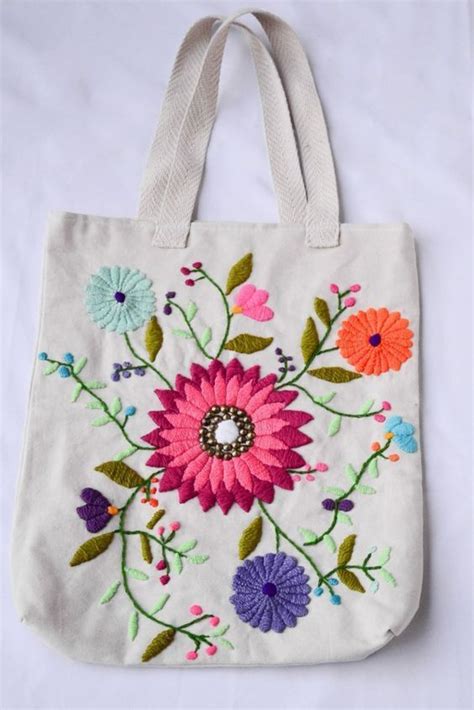 Embroidered Tote Bag Embroidery Bags Crewel Embroidery Hand Embroidery