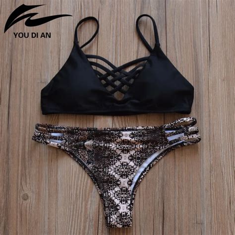 New Sexy Swimwear Women Bandage Bikinis 2017 Brazilian Bikini Set Push