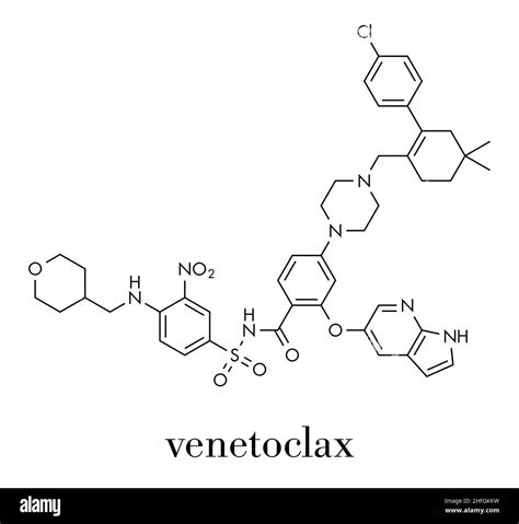 Venetoclax cancer drug molecule (BCL-2 inhibitor). Skeletal formula ...