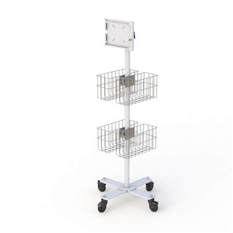 Mobile Cart with Tablet Frame Holder and Quadruple Wire Storage