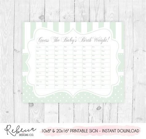 Guess The Baby S Weight Baby Shower Game Guessing Game Etsy