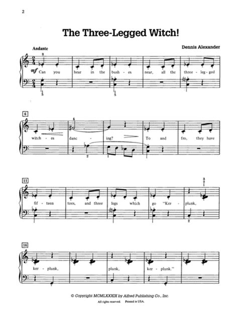 The Three Legged Witch By Dennis Alexander Easy Piano Sheet Music