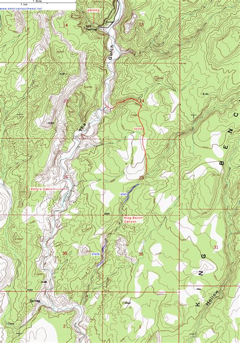 Topographic Map of the Gulch, Grand Staircase-Escalante National Monument, Utah