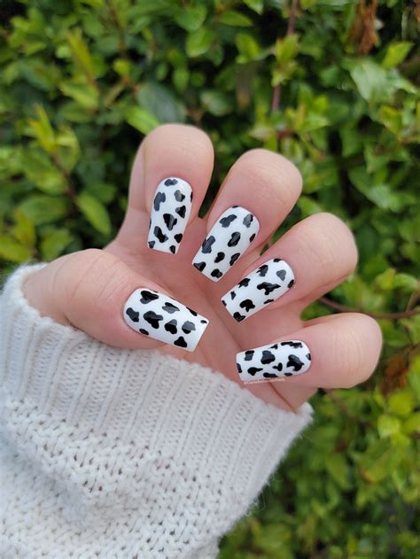 Cow Print Nails Luxury Press On Nails Fake Nails Glue On Nails Gel