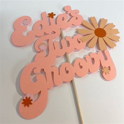 Two Groovy Cake Topper Groovy Cake Topper Second Birthday Etsy Uk