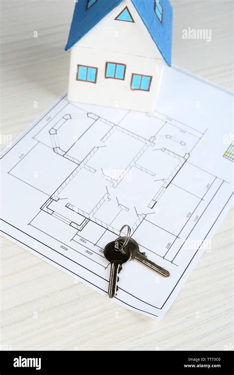 Key On House Plan Close Up Stock Photo Alamy
