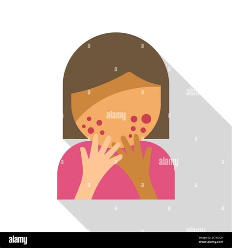 Illustration Of A Young Woman With Allergy Symptoms Touching Her Face