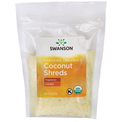 Swanson Certified Organic Unsulphured Coconut Shreds Oz Package Oz