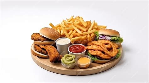 Premium Ai Image Ultimate Chicken Feast Chicken Burger Finger Fries Nuggets And Sauce Platter