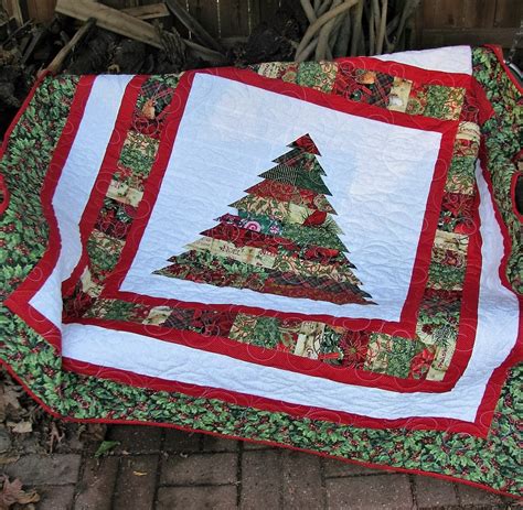 Scrappy Christmas Tree Lap Quilt Table Topper Wall Hanging