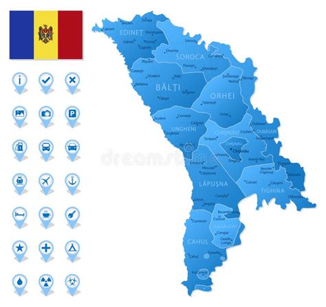 Infographic For Moldova Detailed Map Of Moldova With Flag Stock Vector