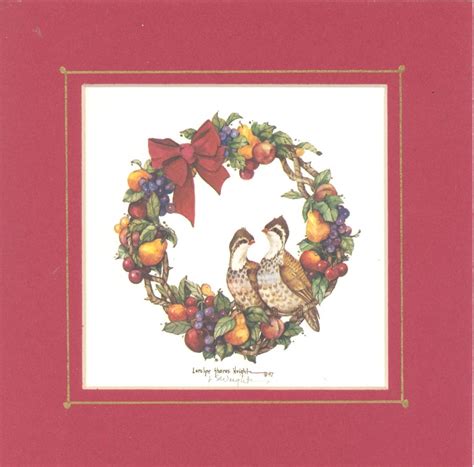 Partridge Wreath 7 X 7 Lithograph - Etsy