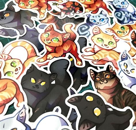 Cute Warrior Cats Sticker Set Bluestar Fireheart Graystripe Ravenpaw