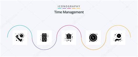 Gesti N Del Tiempo Glyph Icon Pack Incluyendo Reloj De Pared Tiempo